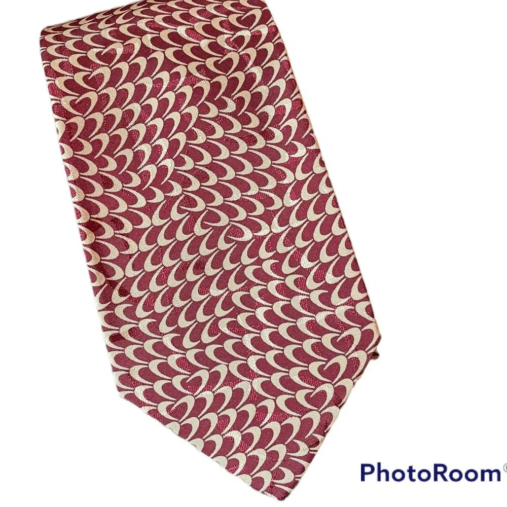 Polo Ralph Lauren 100% silk tie dark red and white design power tie